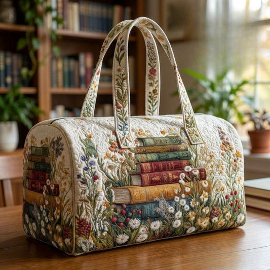 Literary Lover Floral Quilted Duffle Bag CETP15