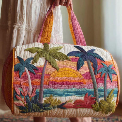 Boho Tropical Palm Tree Quilted Duffle Bag CETP21