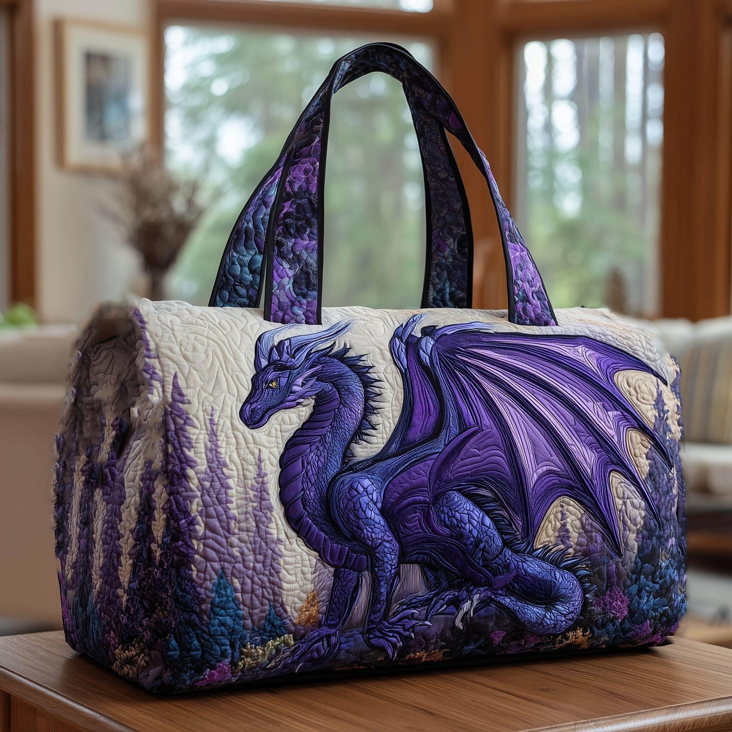 Majestic Purple Dragon Quilted Duffle Bag CETP26