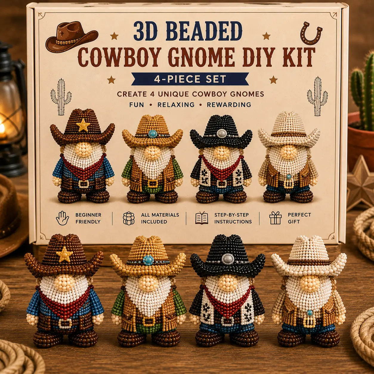 3D Beaded Gnome DIY Craft Kit - The Cozy Miniature World Series