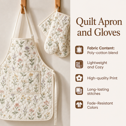 Sun & Rainbow Landscape Quilted Apron and Gloves  CELD01