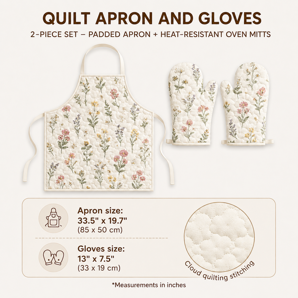 Sun & Rainbow Landscape Quilted Apron and Gloves  CELD01