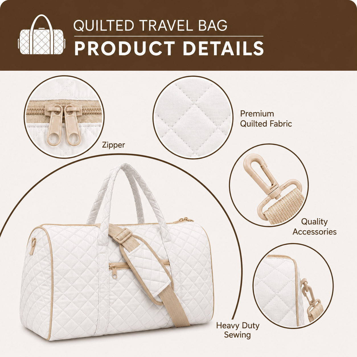 Sage Green Floral Quilted Travel Bag CETN01