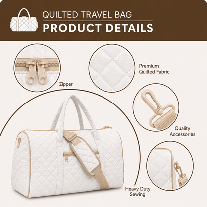 Sage Green Floral Quilted Travel Bag CETN01