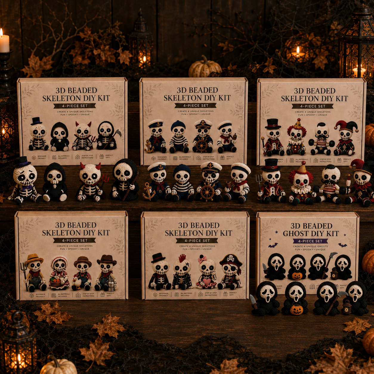 3D Beaded Halloween Spooky Skeleton DIY Kit – DIY Craft Kit