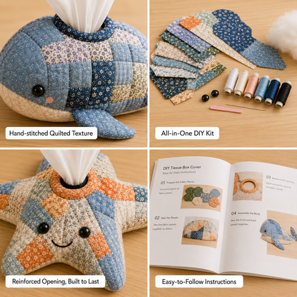 DIY Quilted Sea Animal Tissue Box Cover | Cute Handmade Ocean Craft Kit