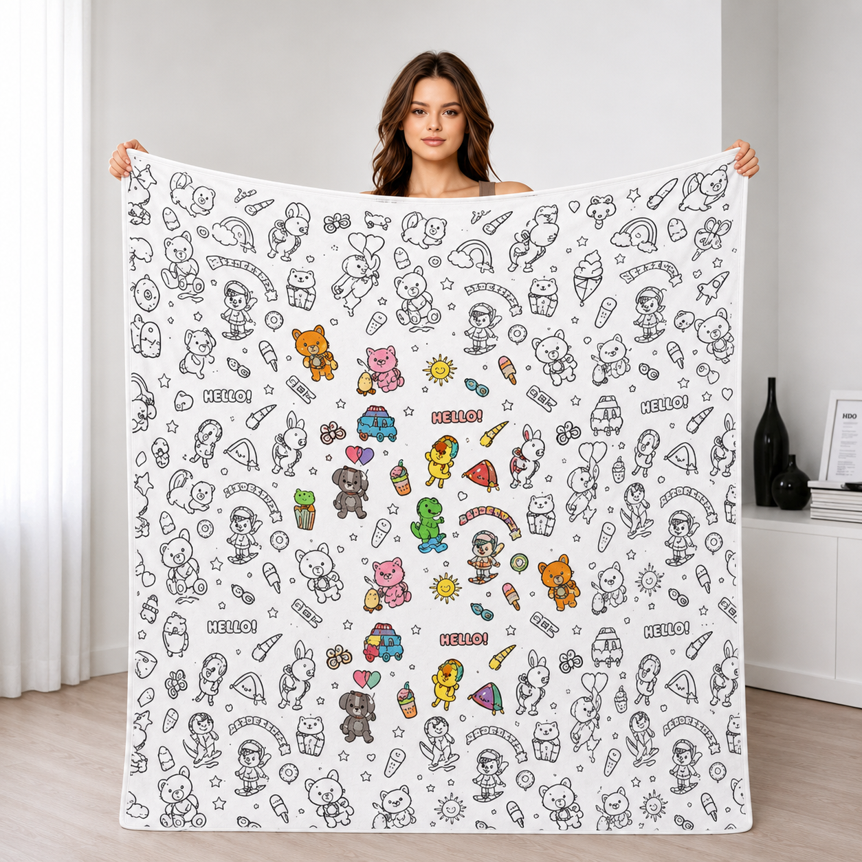 DIY Coloring Blanket, Color Your Own Fuzzy Velvet Blanket Kit