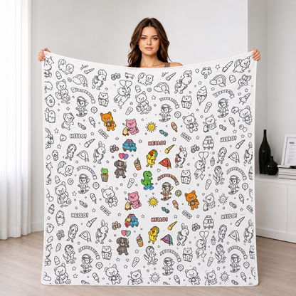 DIY Coloring Blanket, Color Your Own Fuzzy Velvet Blanket Kit