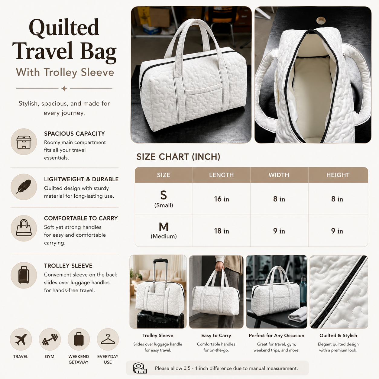 Colorful Cat Quilted Travel Bag With Trolley Sleeve CELD14