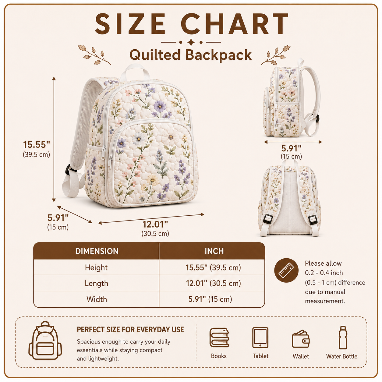 Custom Name Sun Peace Quilted Backpack CETN12