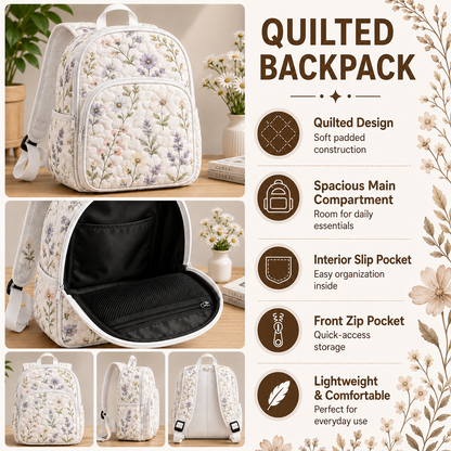 Custom Name Sun Peace Quilted Backpack CETN12