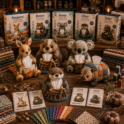 DIY Patchwork Animal Tissue Box Cover Kit | Cute Forest & Outback Friends Series