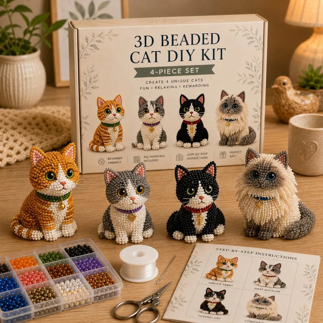 Cute 3D Beaded Animal DIY Kit - Handmade Pet Craft Set & Home Decor