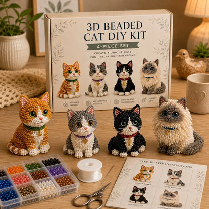 Cute 3D Beaded Animal DIY Kit - Handmade Pet Craft Set & Home Decor