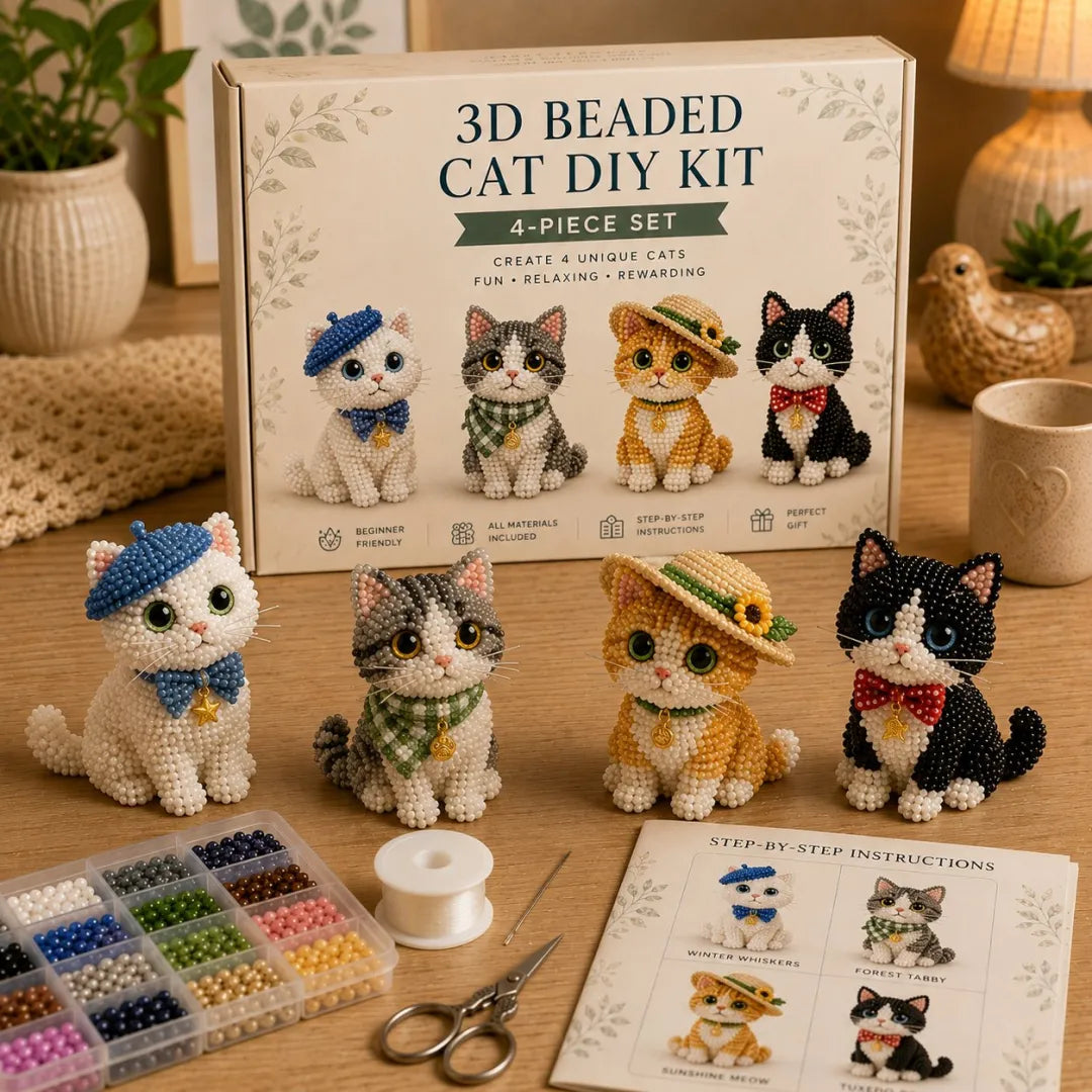 Cute 3D Beaded Animal DIY Kit - Handmade Pet Craft Set & Home Decor