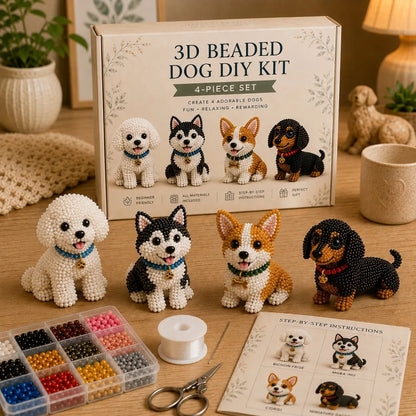 Cute 3D Beaded Animal DIY Kit - Handmade Pet Craft Set & Home Decor