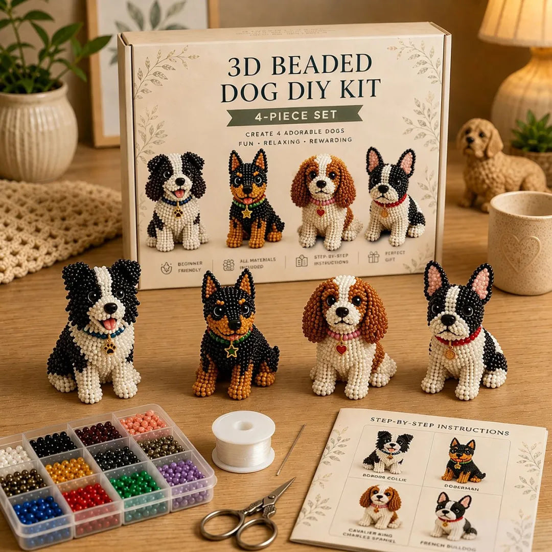 Cute 3D Beaded Animal DIY Kit - Handmade Pet Craft Set & Home Decor