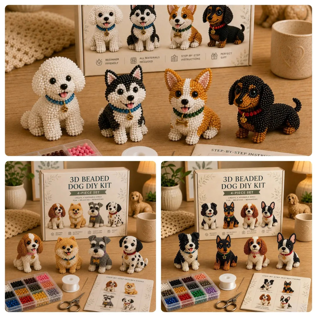 Cute 3D Beaded Animal DIY Kit - Handmade Pet Craft Set & Home Decor