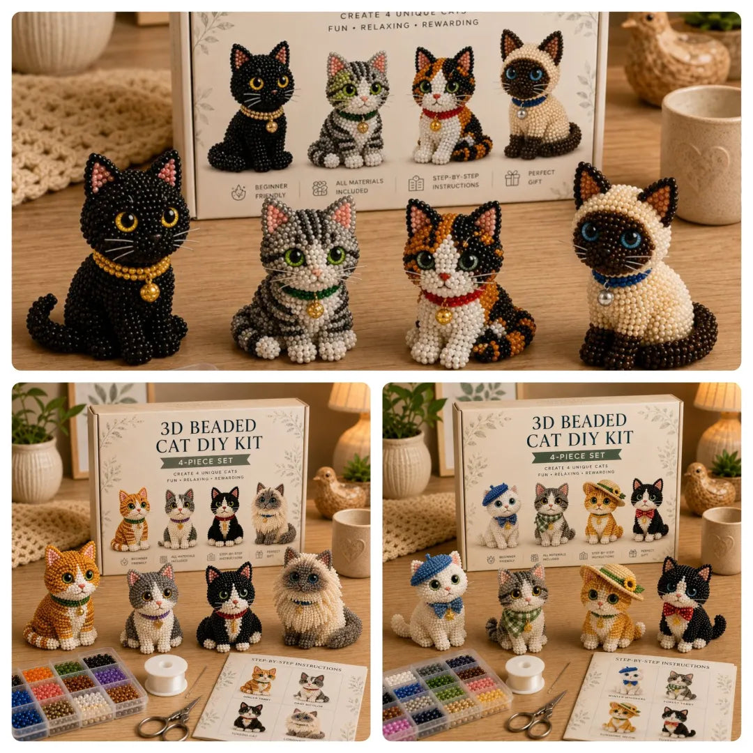 Cute 3D Beaded Animal DIY Kit - Handmade Pet Craft Set & Home Decor