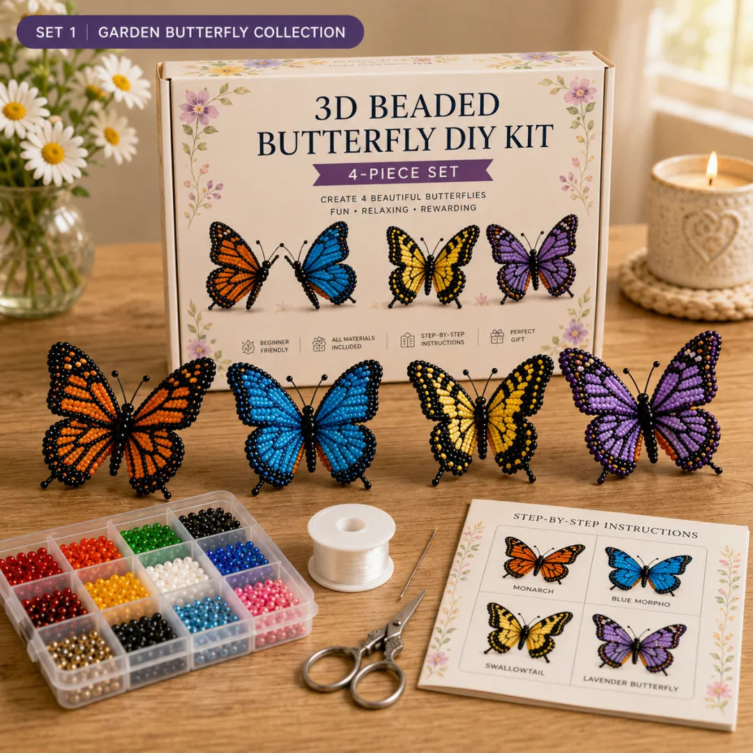 3D Beaded Butterfly DIY Kit - Colorful Handmade Animal Craft Set