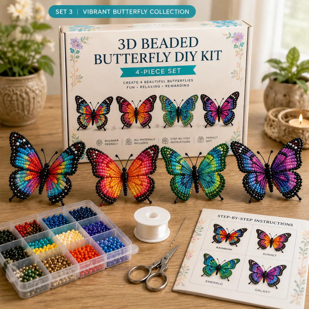 3D Beaded Butterfly DIY Kit - Colorful Handmade Animal Craft Set