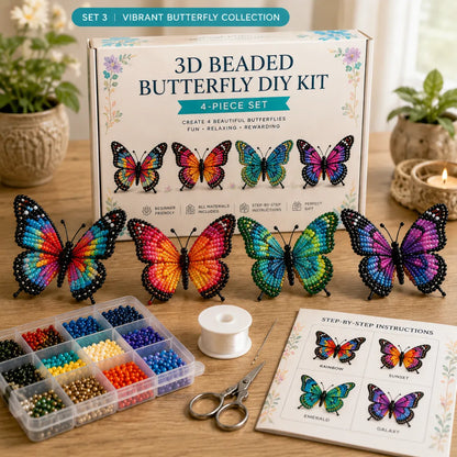 3D Beaded Butterfly DIY Kit - Colorful Handmade Animal Craft Set