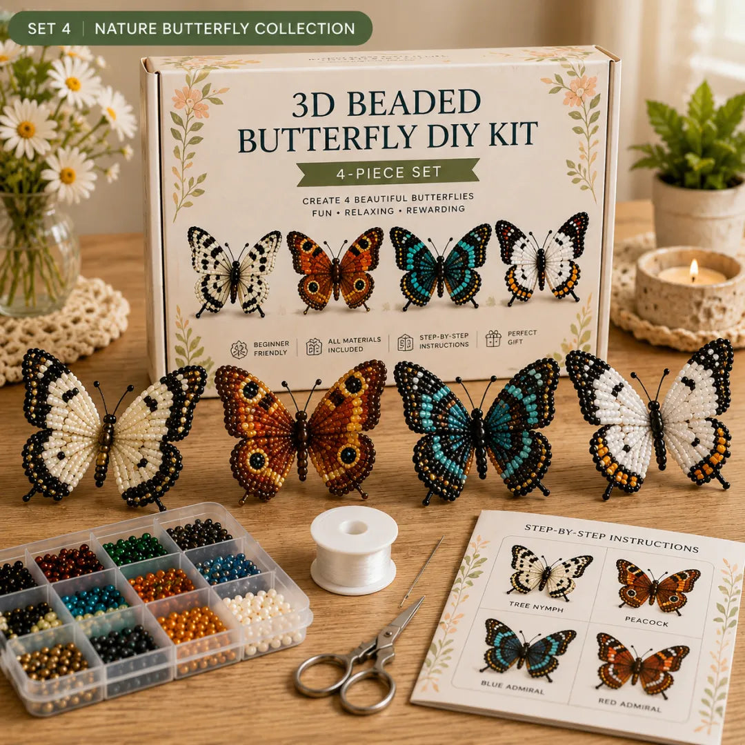 3D Beaded Butterfly DIY Kit - Colorful Handmade Animal Craft Set