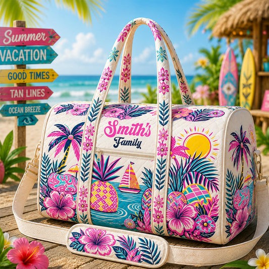 Custom Family Name Tropical Quilted Travel Bag CETP10