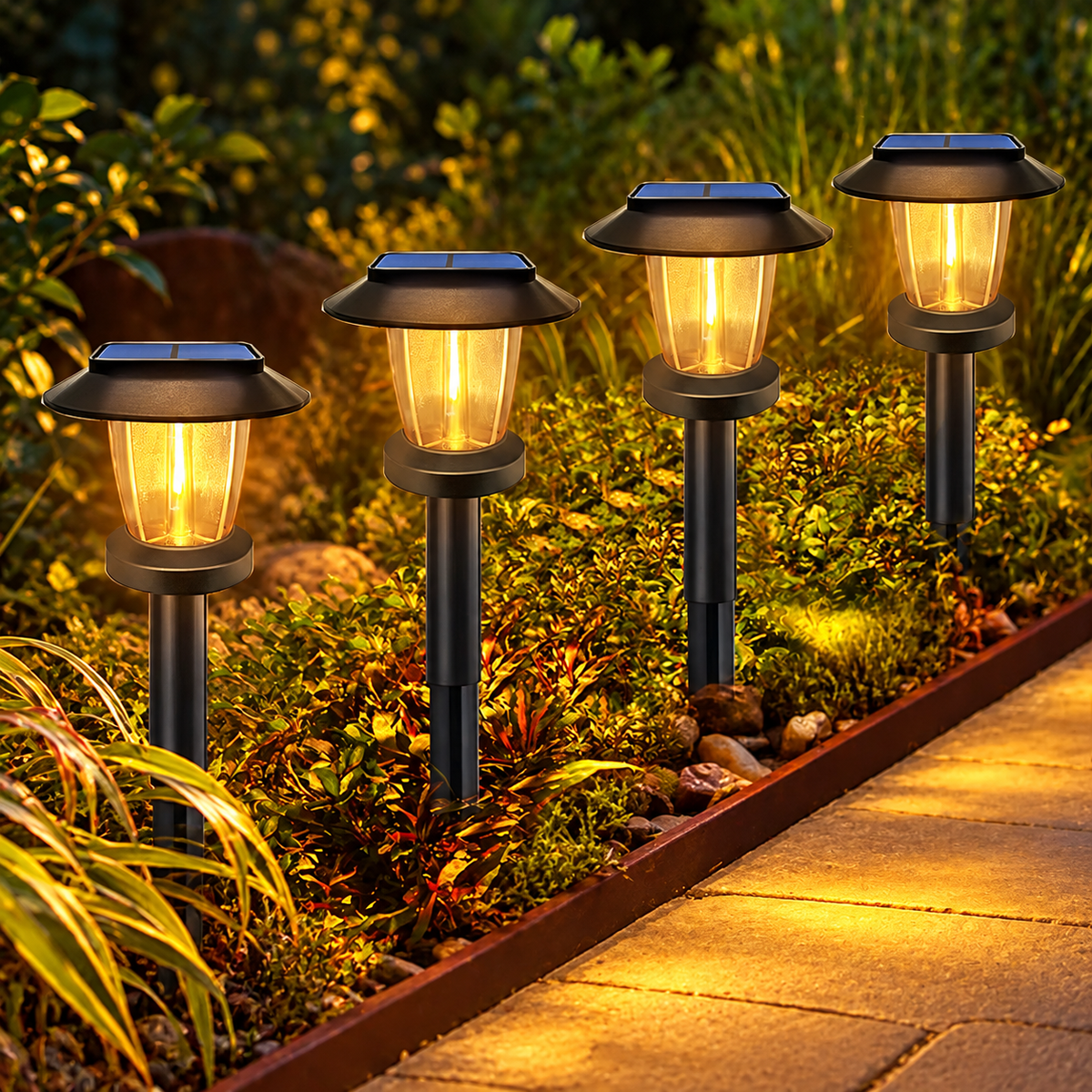 Solar Pathway Lights Outdoor Waterproof LED Landscape Path Lamp for Garden