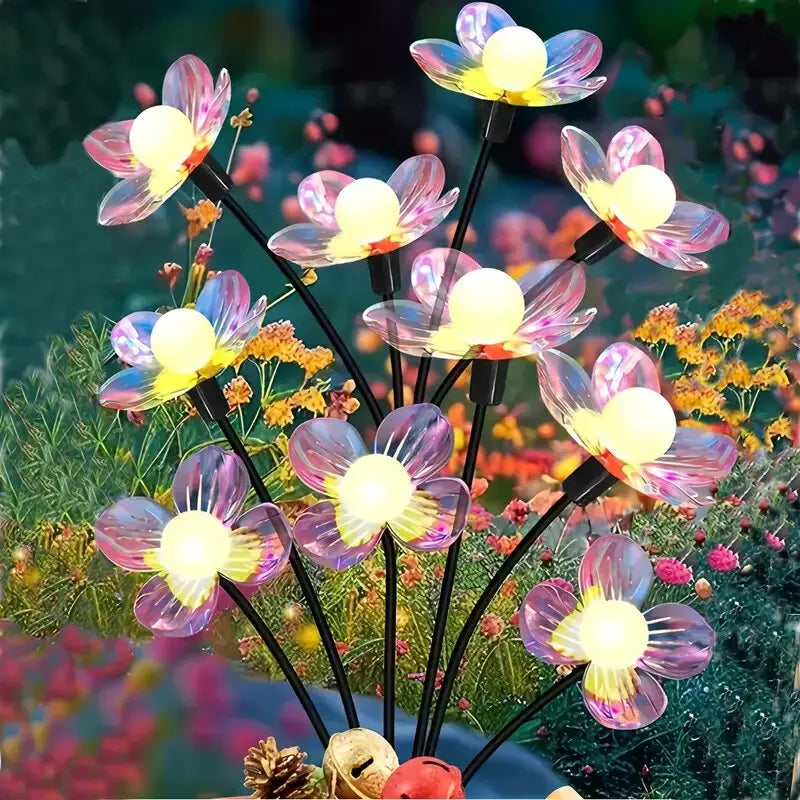 1PC Romantic Solar Firefly Flower Lights for Outdoor Garden Decor