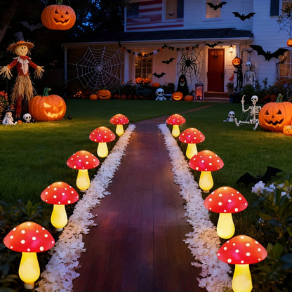 Solar Mushroom String Lights for Garden & Lawn, Waterproof Outdoor Decor