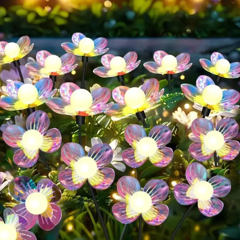 1PC Romantic Solar Firefly Flower Lights for Outdoor Garden Decor