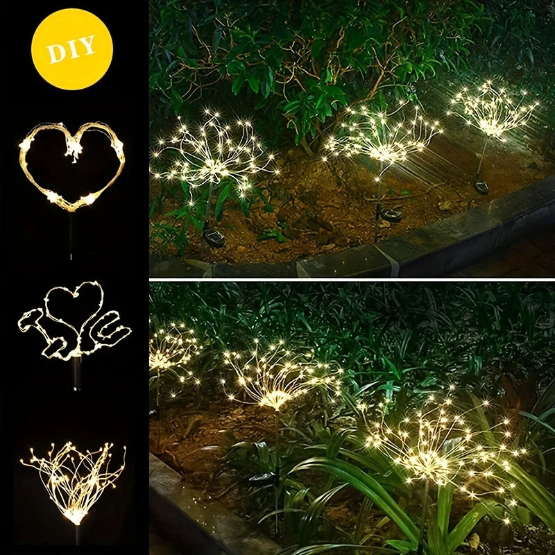 Solar Firework Lights Outdoor IP65 Waterproof Garden Decor