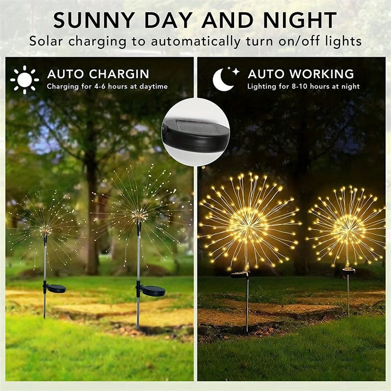 Solar Firework Lights Outdoor IP65 Waterproof Garden Decor