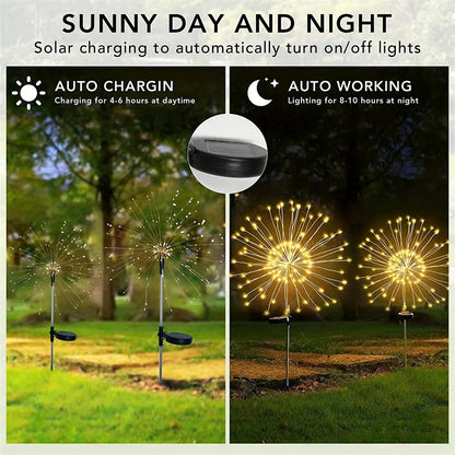 Solar Firework Lights Outdoor IP65 Waterproof Garden Decor