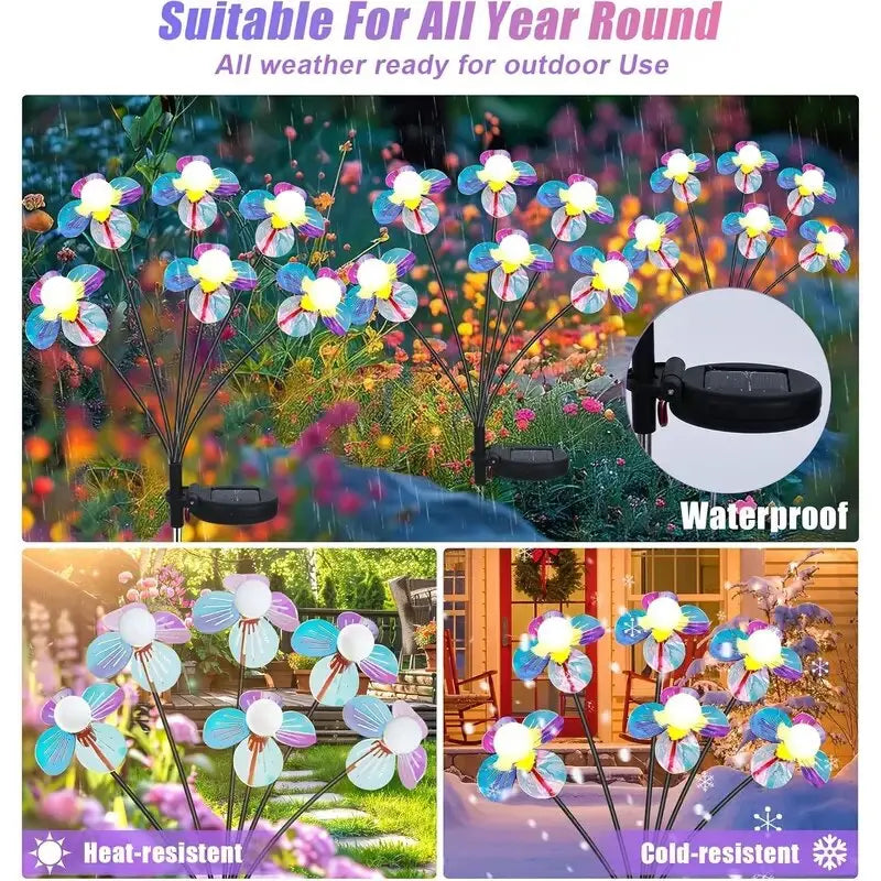1PC Romantic Solar Firefly Flower Lights for Outdoor Garden Decor