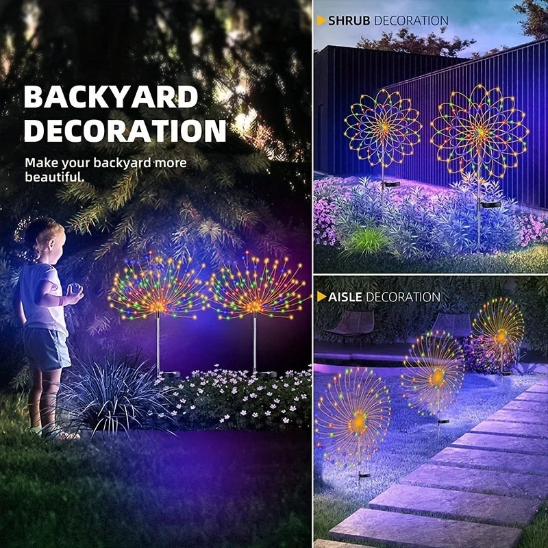 Solar Firework Lights Outdoor IP65 Waterproof Garden Decor