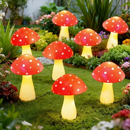 Solar Mushroom String Lights for Garden & Lawn, Waterproof Outdoor Decor