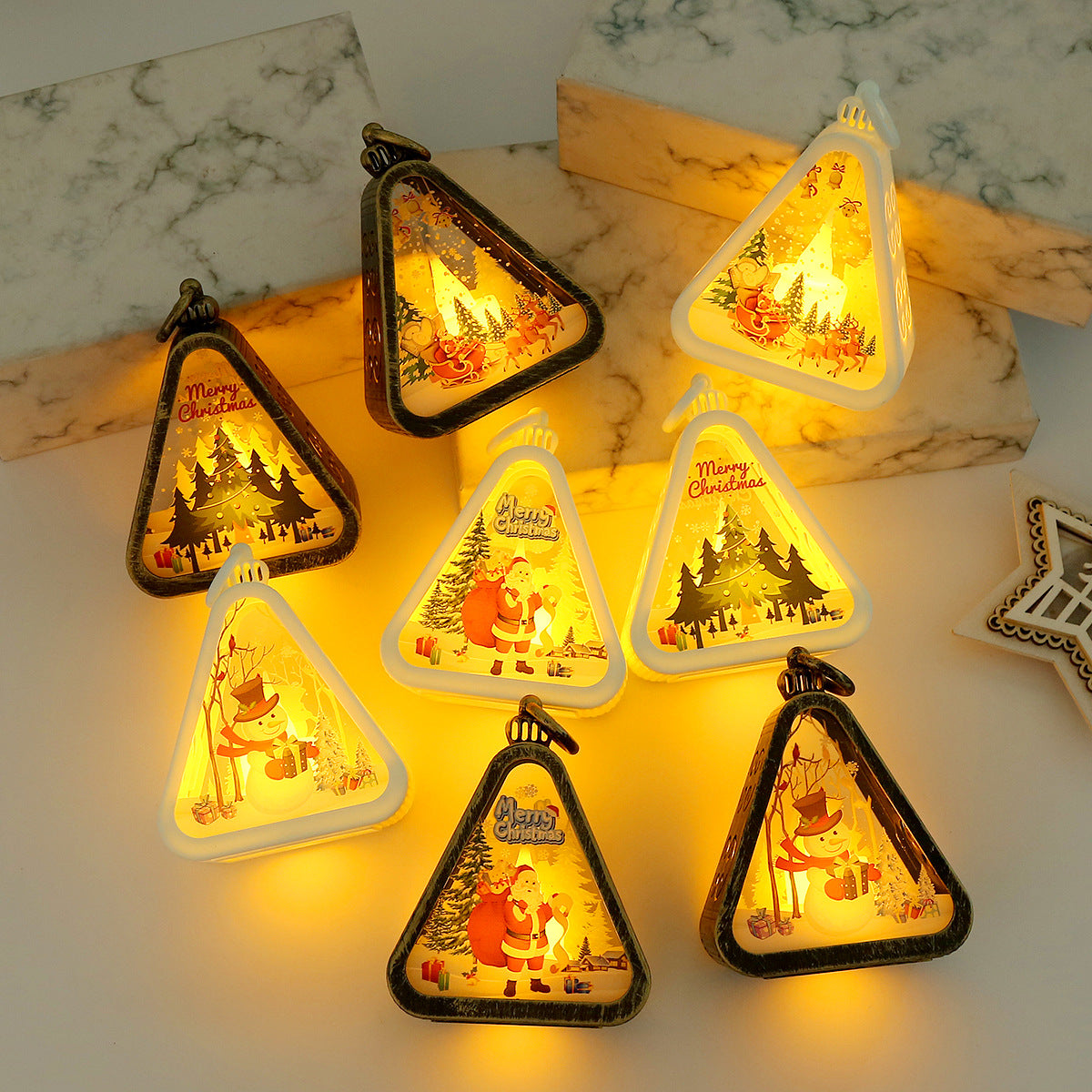 Vintage Style Red Triangle LED Christmas Night Light LD73