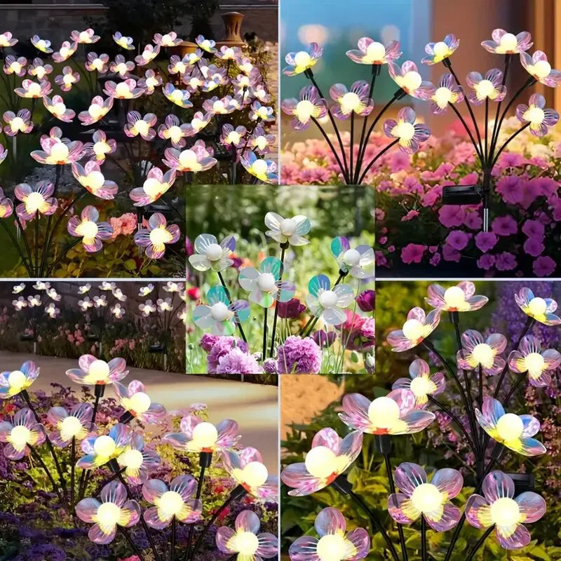 1PC Romantic Solar Firefly Flower Lights for Outdoor Garden Decor
