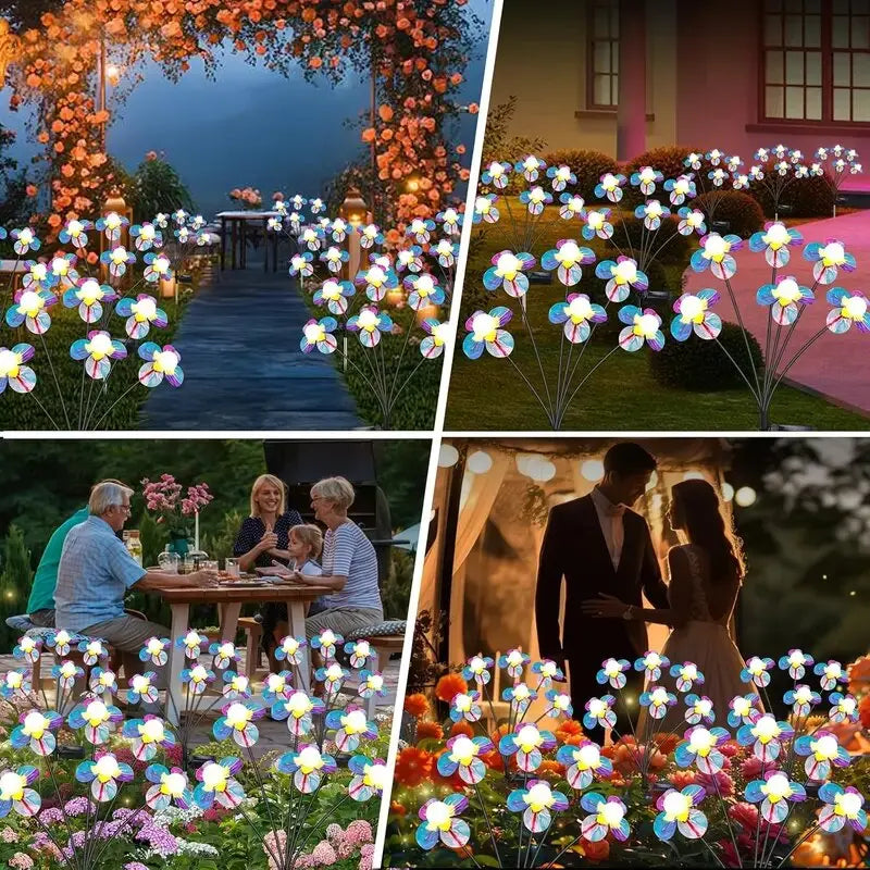1PC Romantic Solar Firefly Flower Lights for Outdoor Garden Decor