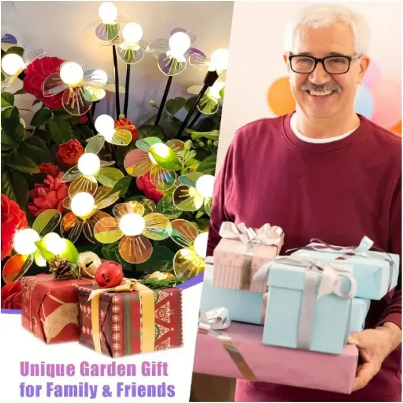 1PC Romantic Solar Firefly Flower Lights for Outdoor Garden Decor
