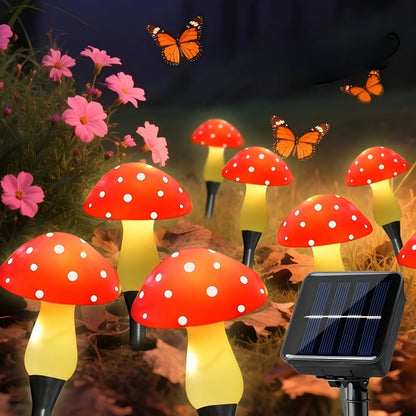 Solar Mushroom String Lights for Garden & Lawn, Waterproof Outdoor Decor