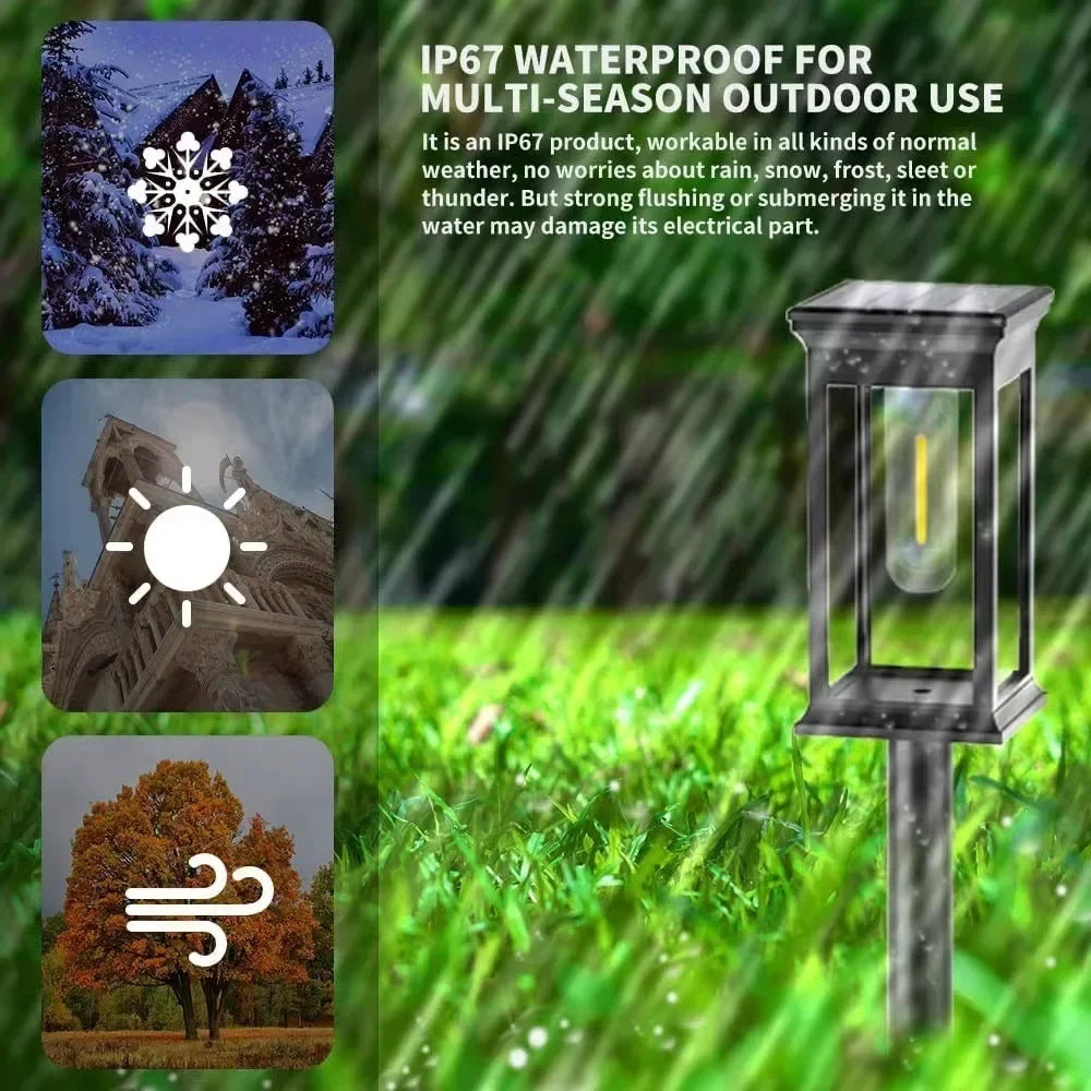 Retro Solar Pathway Lights Outdoor, Auto Dusk to Dawn LED Landscape Lighting for Garden Yard Driveway Path Decor