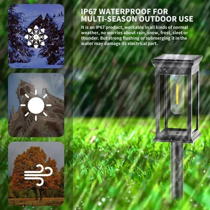 Retro Solar Pathway Lights Outdoor, Auto Dusk to Dawn LED Landscape Lighting for Garden Yard Driveway Path Decor