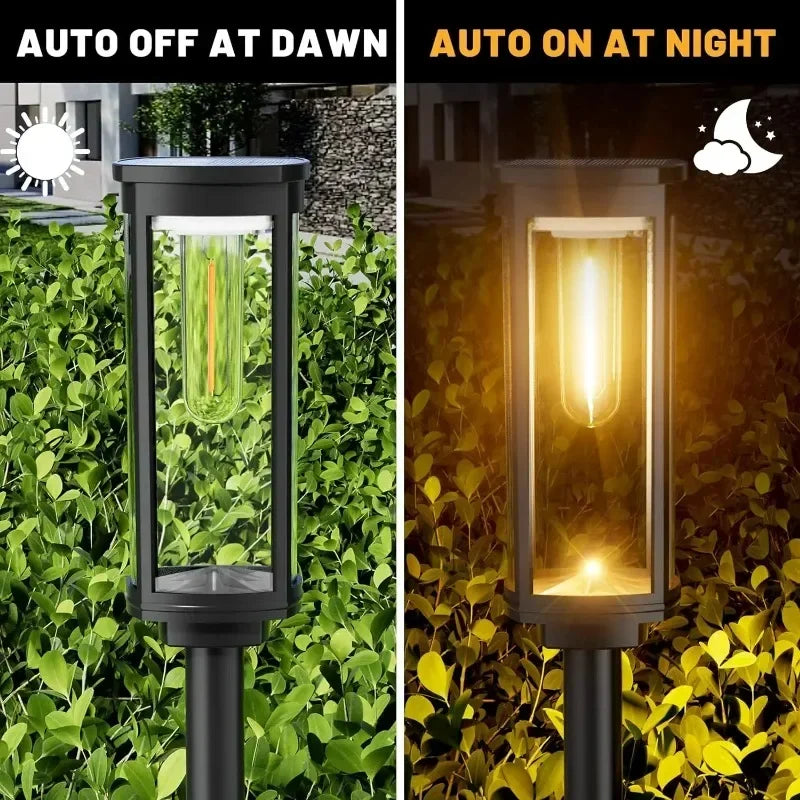 Retro Solar Pathway Lights Outdoor, Auto Dusk to Dawn LED Landscape Lighting for Garden Yard Driveway Path Decor