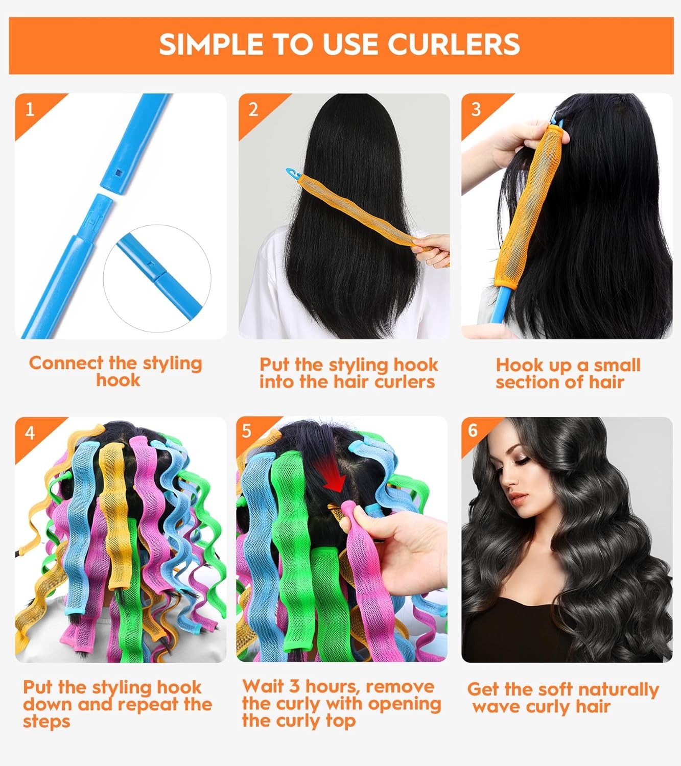 Heatless Waves Hair Curler - 40 Pcs