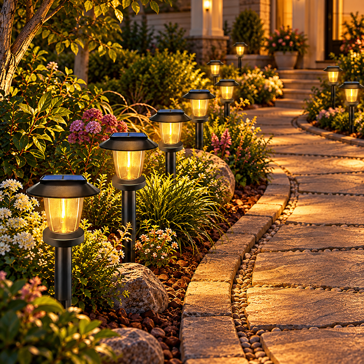 Solar Pathway Lights Outdoor Waterproof LED Landscape Path Lamp for Garden