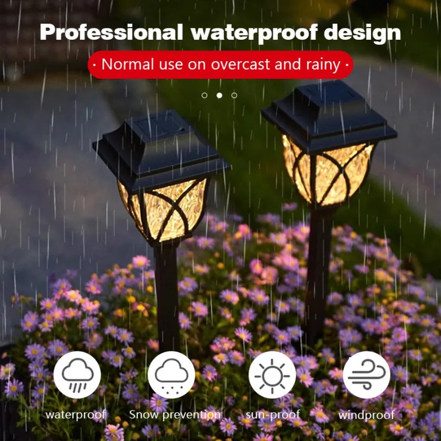 Led Solar Lawn Lights Outdoor Lamp Waterproof Warm Light Garden Courtyard