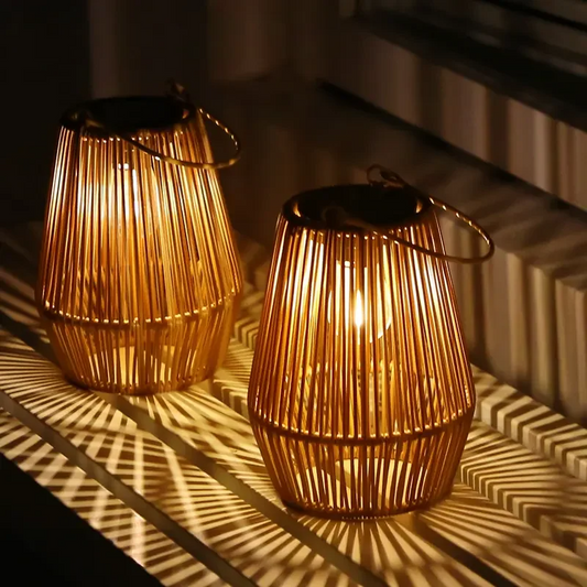 Outdoor Solar Boho Rattan Hanging Lantern LD74